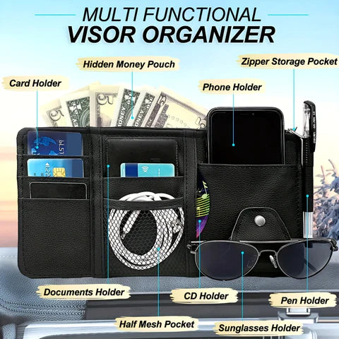Car Sun Visor Organizer (Premium Leather ๐ฅ)